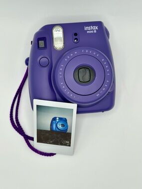 Fujifilm Instax Mini 8 Instant Film Camera Purple Grape Strap Film Tested Works